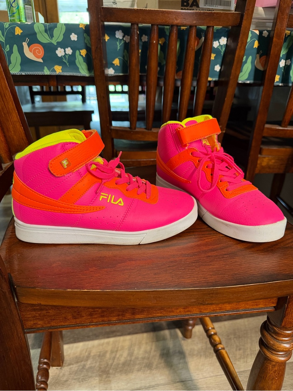 Fila Girls' Neon Pink & Orange High-Top Sneakers